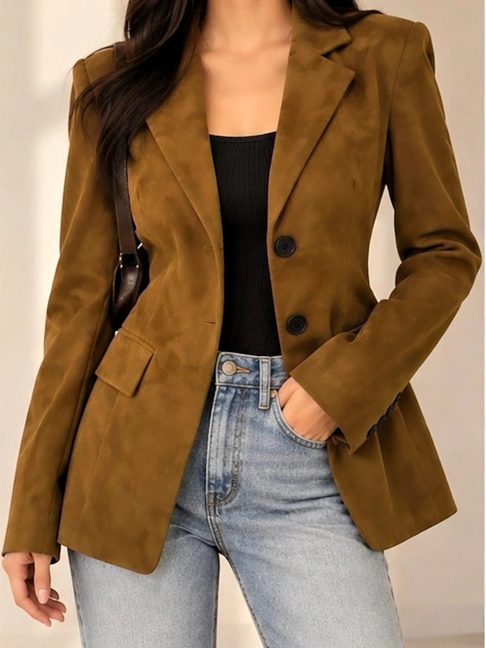 LIKE NEW Brown Faux Suede Blazer